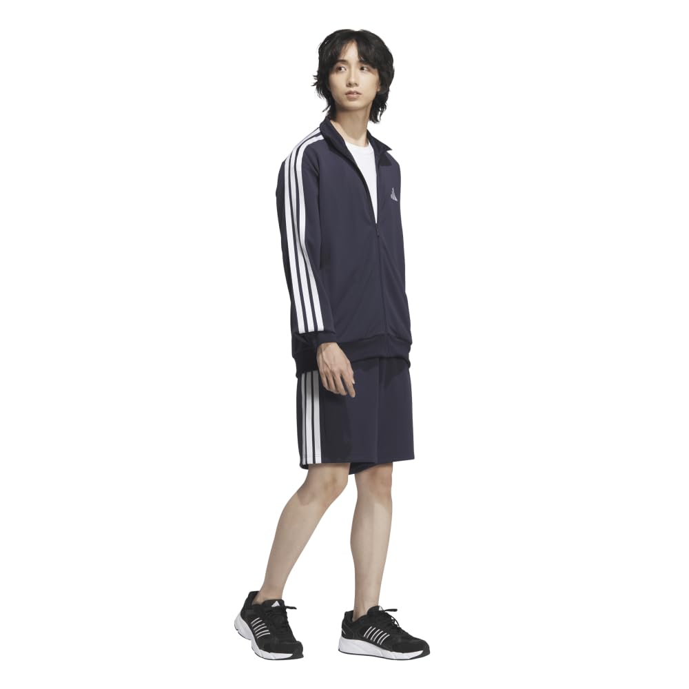 Adidas JZR04 Regular Fit Double Knit Shorts in Legend Men's 3-Stripes Ink/White (JV6993)