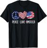 Patriotic USA Flag Sunflower 4th July Peace Love America T-Shirt