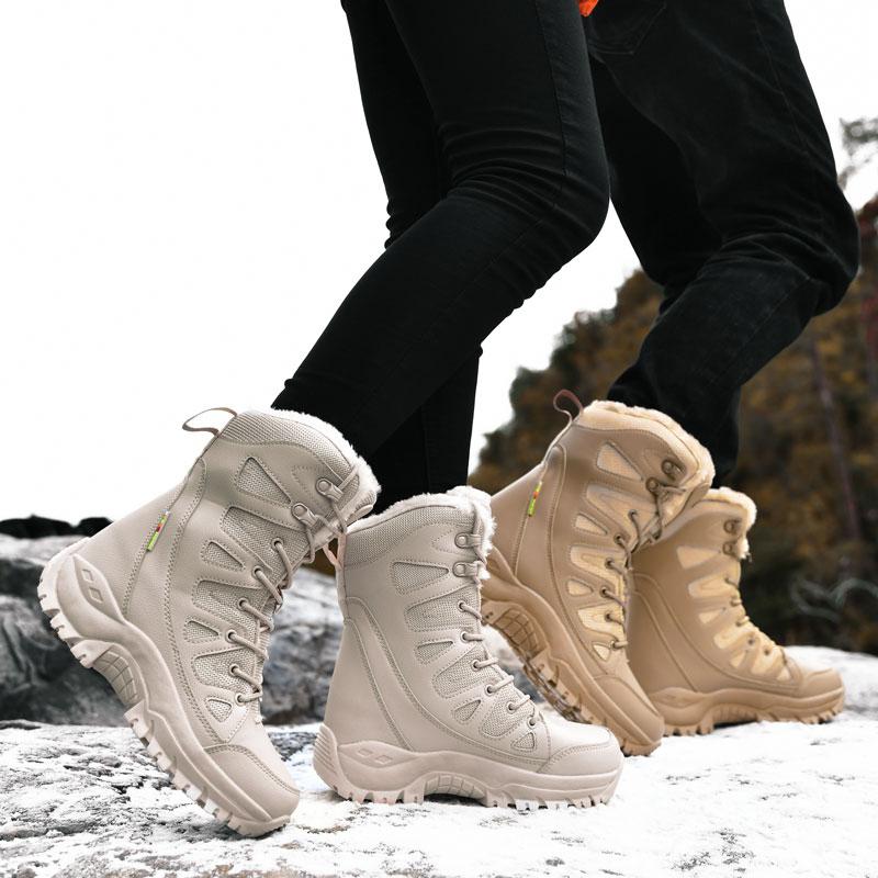 Plush Tactical Combat Boots Winter Snow Boots Hiking Sneakers Warm Work Tactical Shoes High-top Outdoor Tactical Boots
