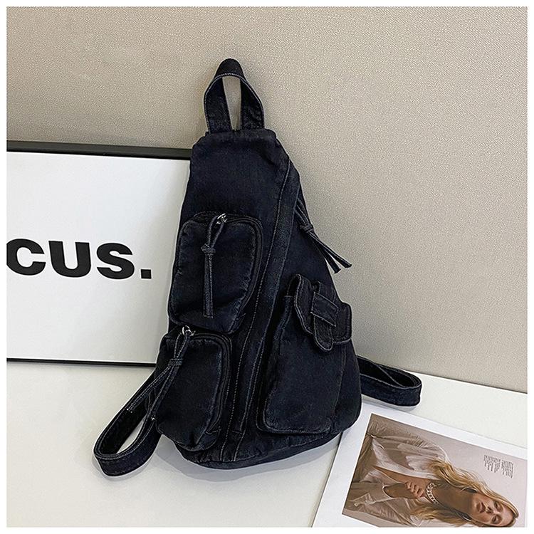 Damski Mini Plecak Crossbody z Denimu i Płótna - Lekki, Casualowy i Idealny na Dojazdy lub Podróże