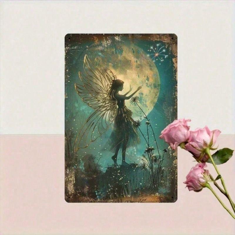 

Metal Wall Art Dandelion Fairy 3D, Magic Night Atmosphere for Living Room