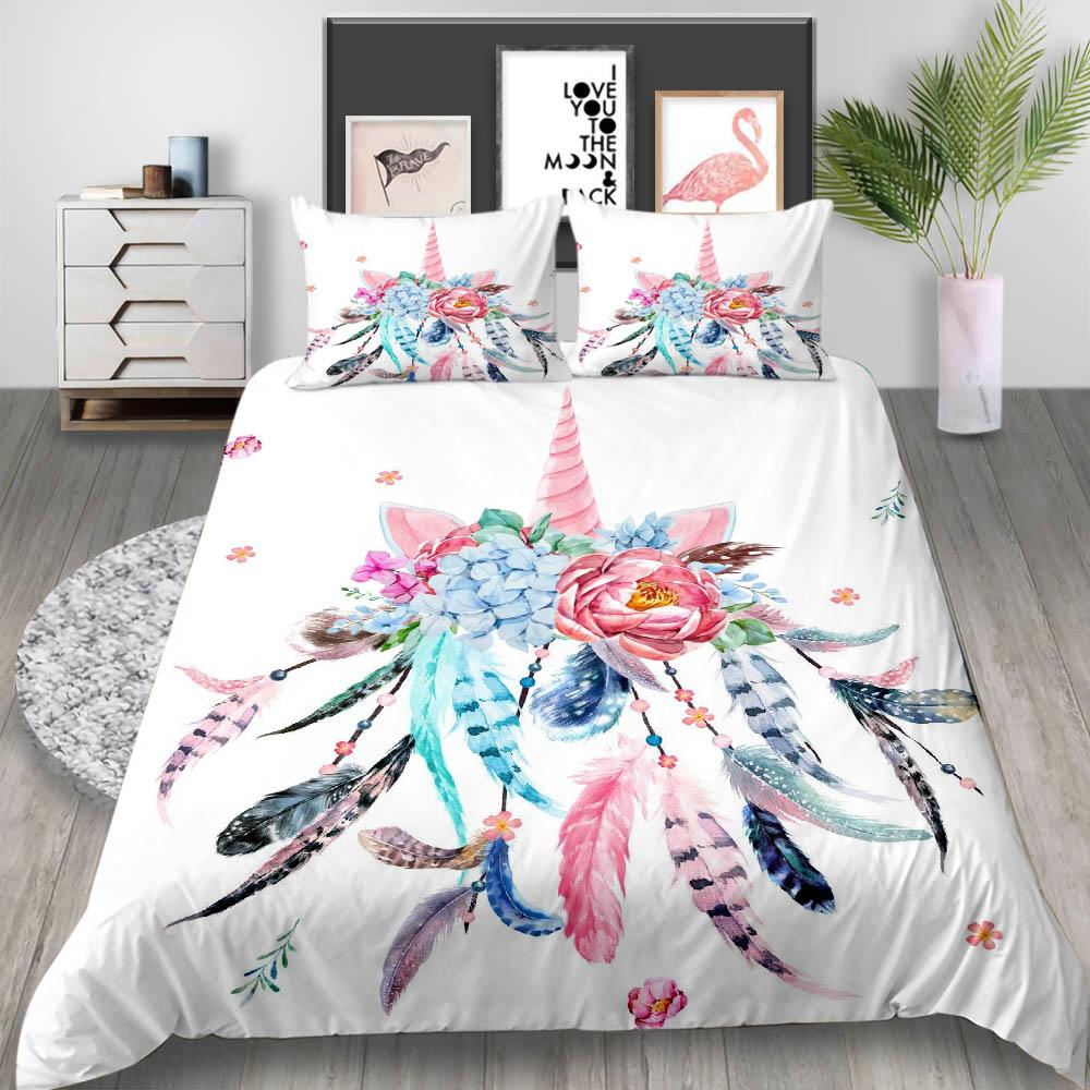 2023 New Style Unicorn Pattern Bed Cover Set Soft Home Textiles Bedding Suit with Pillowcase Boy Man Duvet Covers Girls Comforter Cover Suit