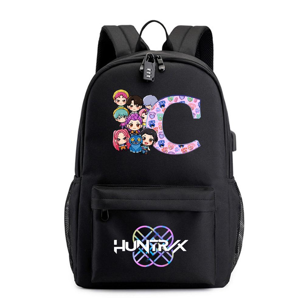 26 English Letter K-Pop Printed Backpack for Teenager Student Girl Boy Bookbag Schoolbag Women Large Capacity Waterproof Travel Bag Kid Gift