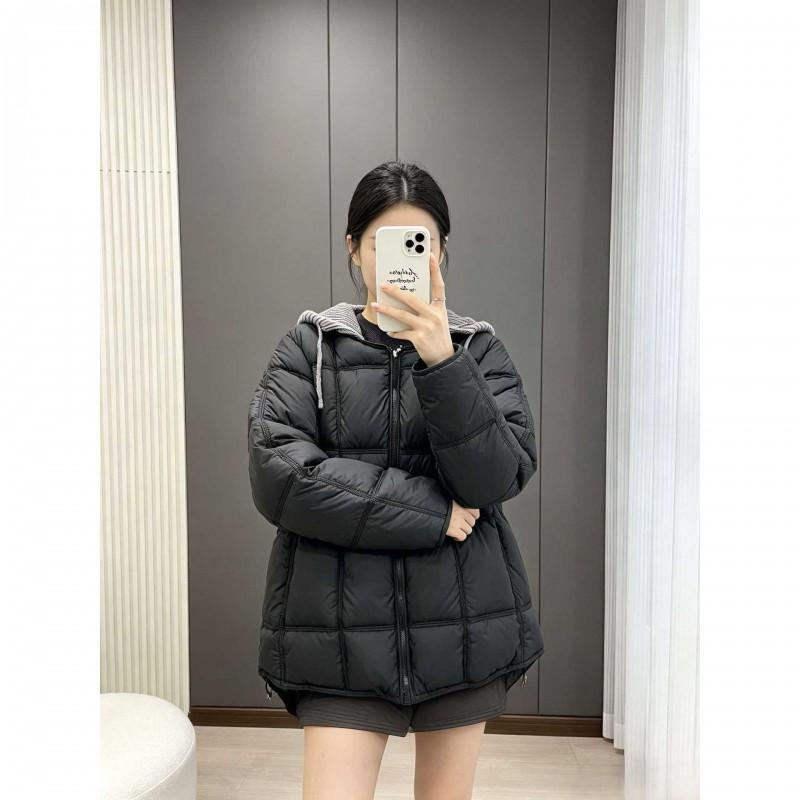 Womens Oversized Quilted Cotton Puffer Jacket With Hood Loose Fit Winter Warm Coat