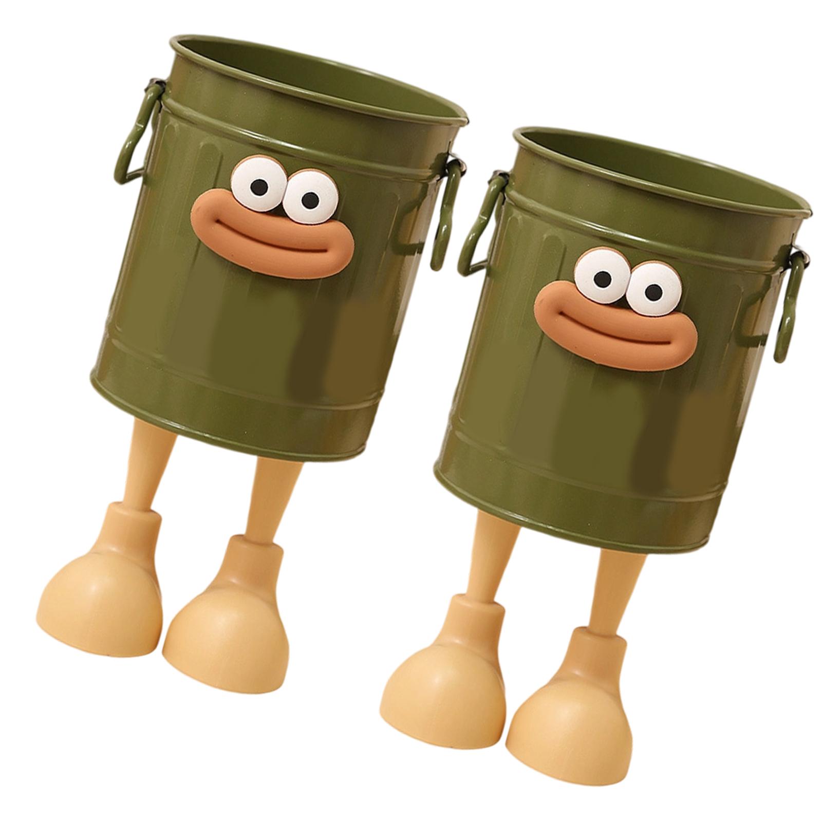 

2 шт. Мультяшная подставка для ручек Многофункциональный настольный органайзер Декоративный стакан для карандашей Контейнер для хранения ручек Для офиса дома зелёный