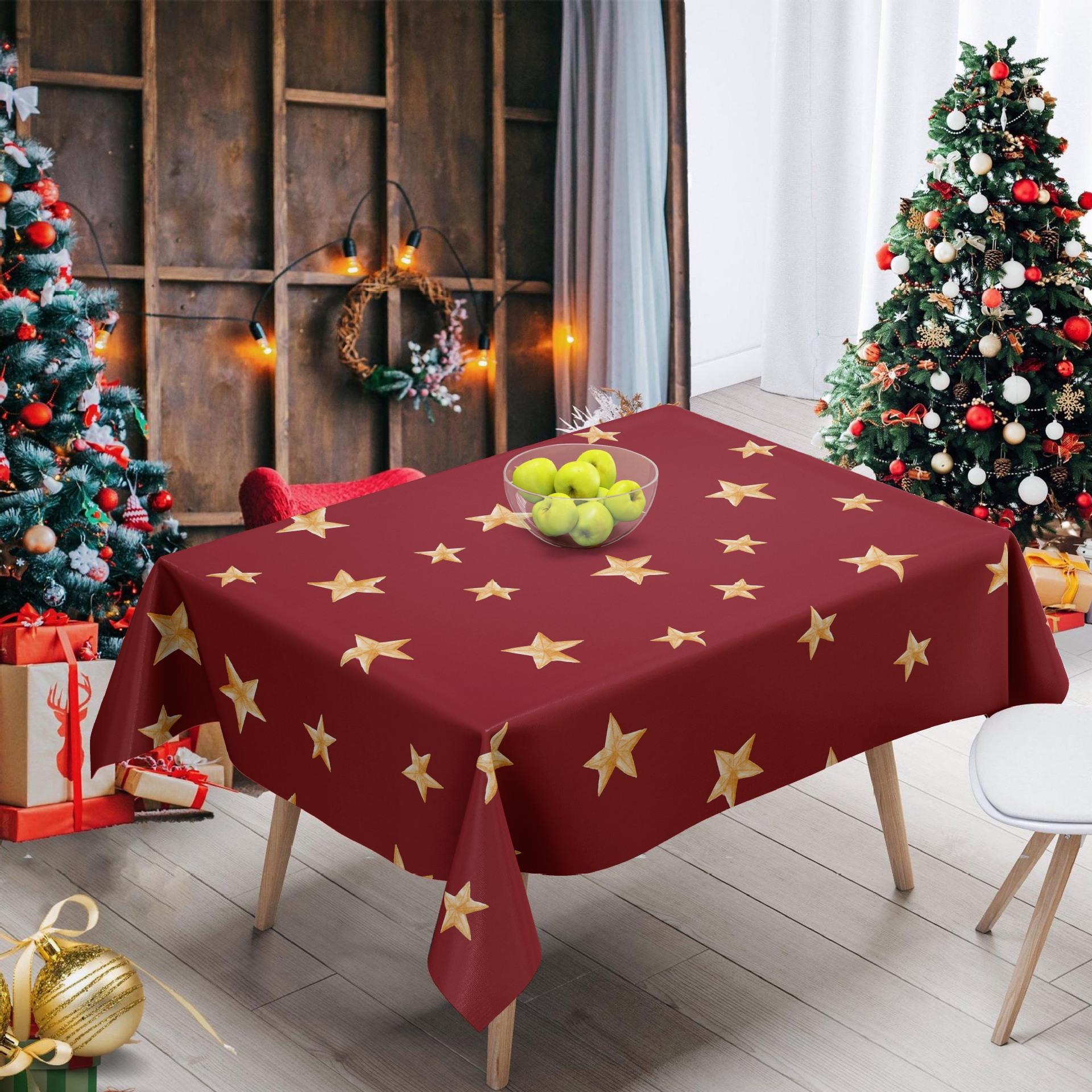 

New Christmas Tablecloth Home Restaurant Festive Atmosphere Decoration Rectangular Dining Table Cloth Dustproof Christmas Print 100x150cm