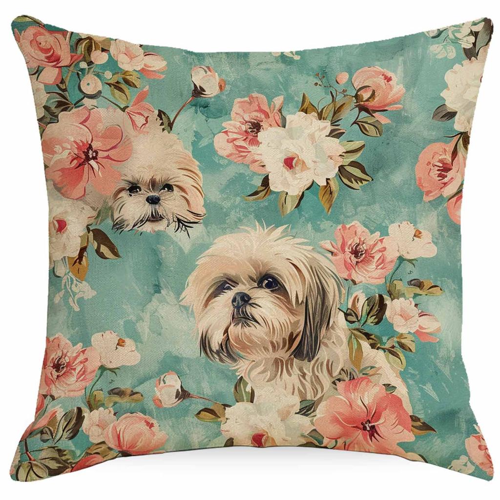 Flower Dog Pillow Case Home Sofa Cushion Pillow Case