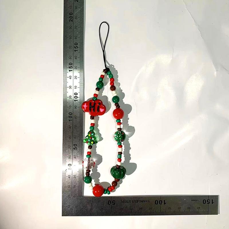 1PC Accessori Perline Portachiavi Carino Uomo Ragazza Natale Catena Per Telefono Gioiello Ciondolo Anti-Smarrimento Acrilico Regalo