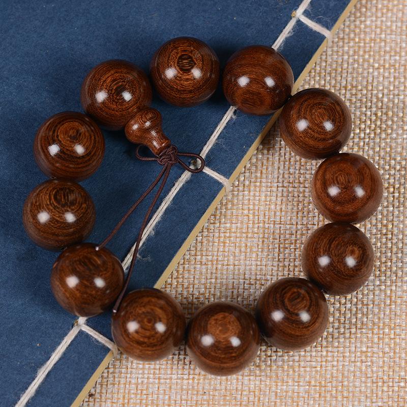 Golden Silk Sandalwood Bracelet 2.0 Old Material Wooden Buddha Bead Bracelet for Men and Women Couples Jewelry Sandalwood Rosary Cultural Play Jewelry