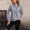 Spring and Autumn Women's Sweatshirt Blouse Solid Color Comfortable Casual Long Sleeve Lapel Sweatshirt