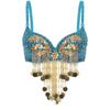 Adjustable Straps Belly Dance Tops Shiny Beaded Tassels Bra Sequins Bra Tops  Stage Performance