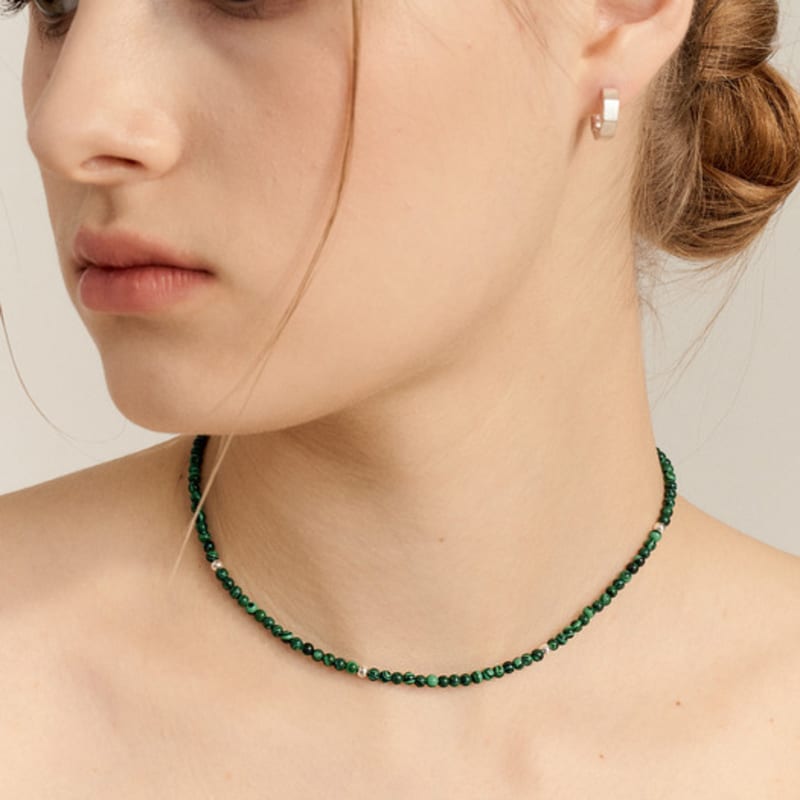 UNI.J [In524]Malachite Green Silver Necklace