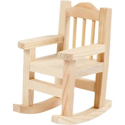 Miniaturní dřevěné houpací křeslo - Dospělý - Unisex - Béžové - 8,8 cm x 5,5 cm - Interiér
