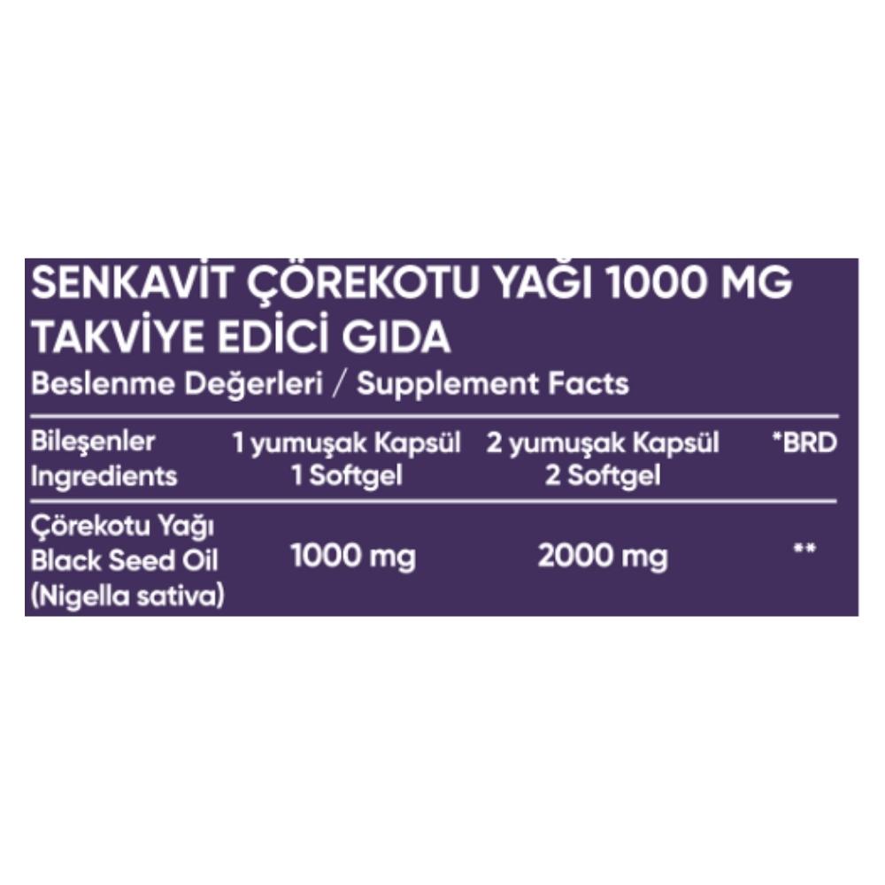 SENKAVIT BLACK SEED OIL DIETARY SUPPLEMENT 1000 mg 100 capsules