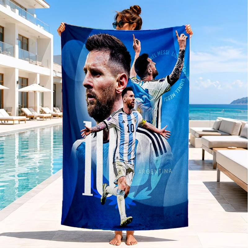 World Cup Celebration Messi Beach Towel, Quick-drying, Easy To Care For, Suitable for Both Fitness and Beach Vacations,Sports Essential