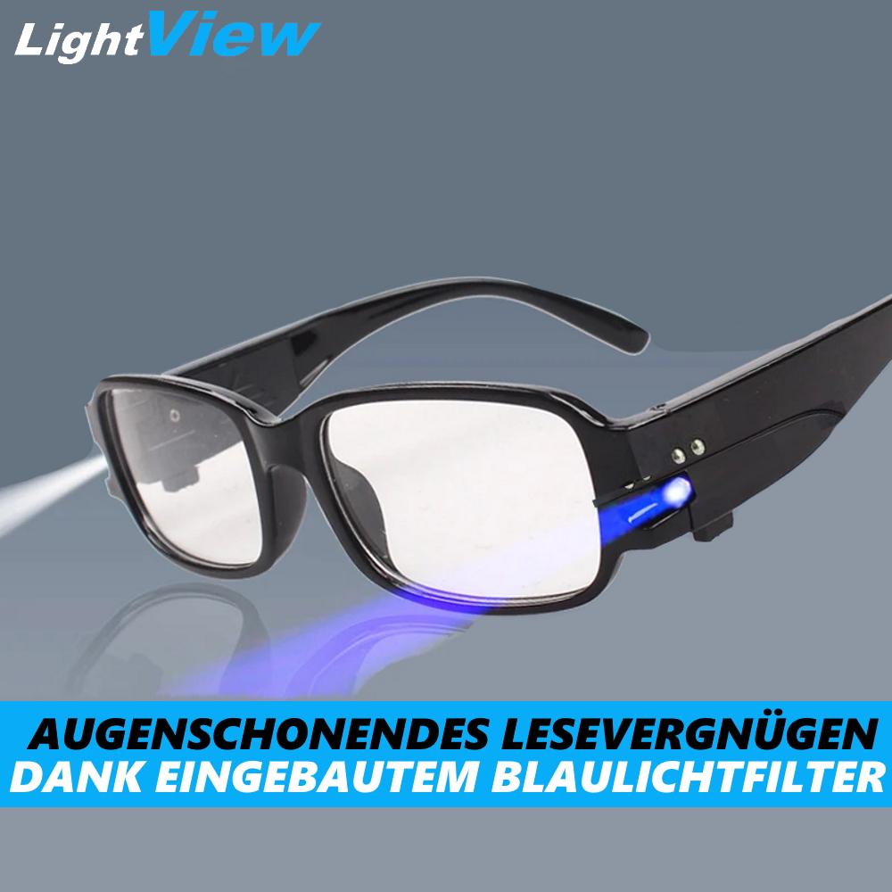LightView LED Reading Glasses Blue Light Filter Reading Aid Light Unisex Black 123 Dpt