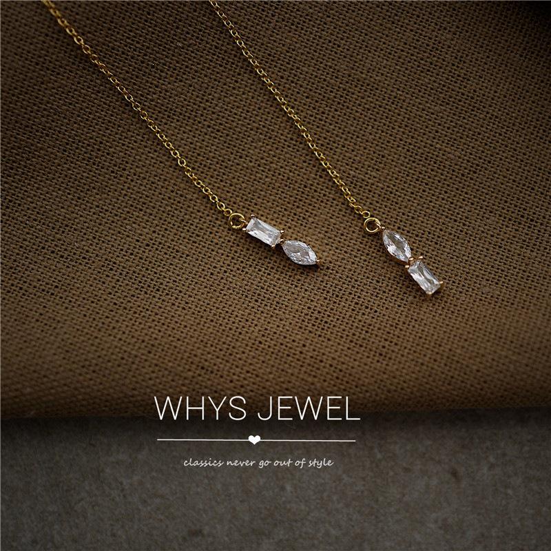 14K Gold-Plated Sterling Silver Geometric Zircon Tassel Earrings Gold Pair