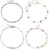 Women's Clavicle Necklace Set: White Rice Beads, ABS Pearl, Shell, Soft Clay Flower, Cherry Pendant