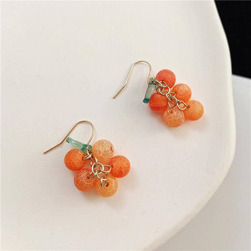 Sweet Orange Tangerine Earrings with S925 Hooks - Cute, Simple, Fresh Style Jewelry
