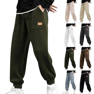Men's Corduroy Jogging Pants, Casual Drawstring Work Pants