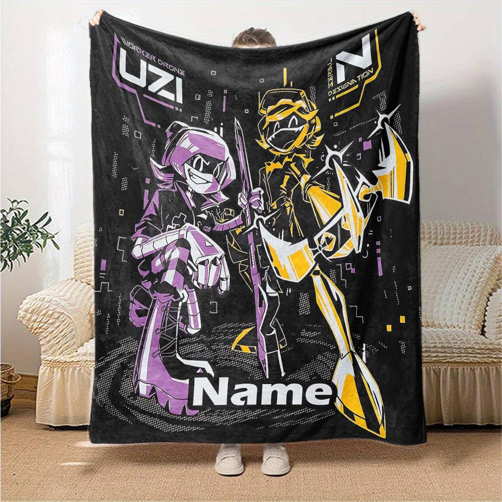 Custom Name Murder Drones Theme Printed Blanket - Perfect for Couch, Bed, Travel & Outdoor Use | Machine Washable, Cozy & Durable.