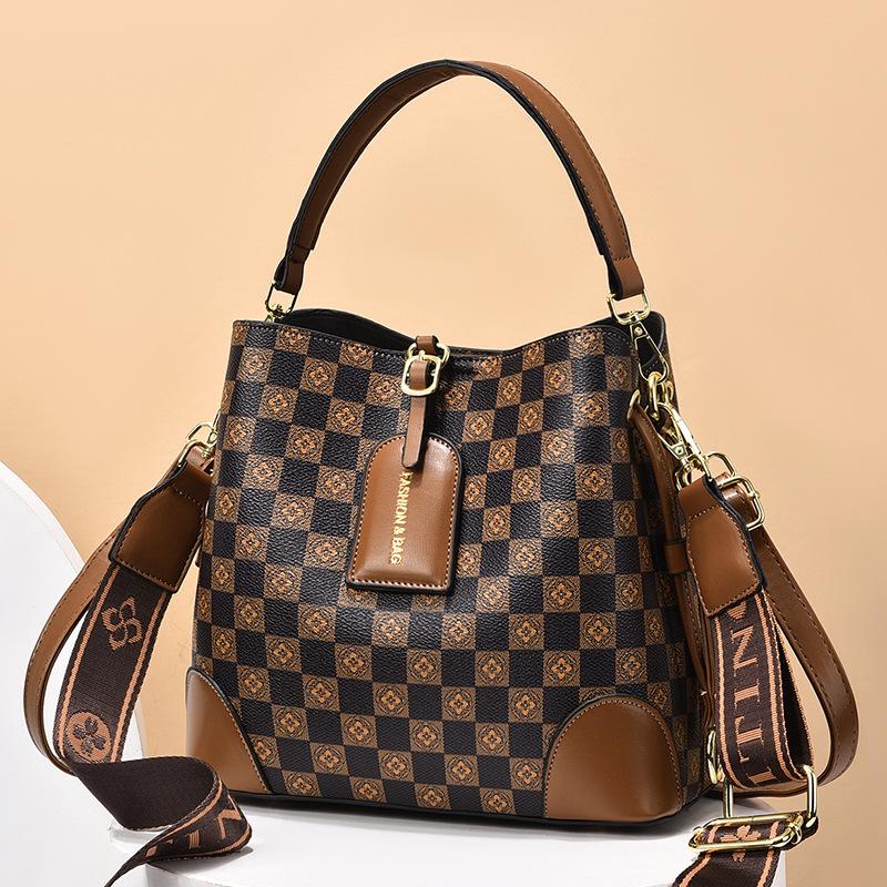 Women's 2024 Trendy Print Bucket Bag with Single & Double Shoulder Straps