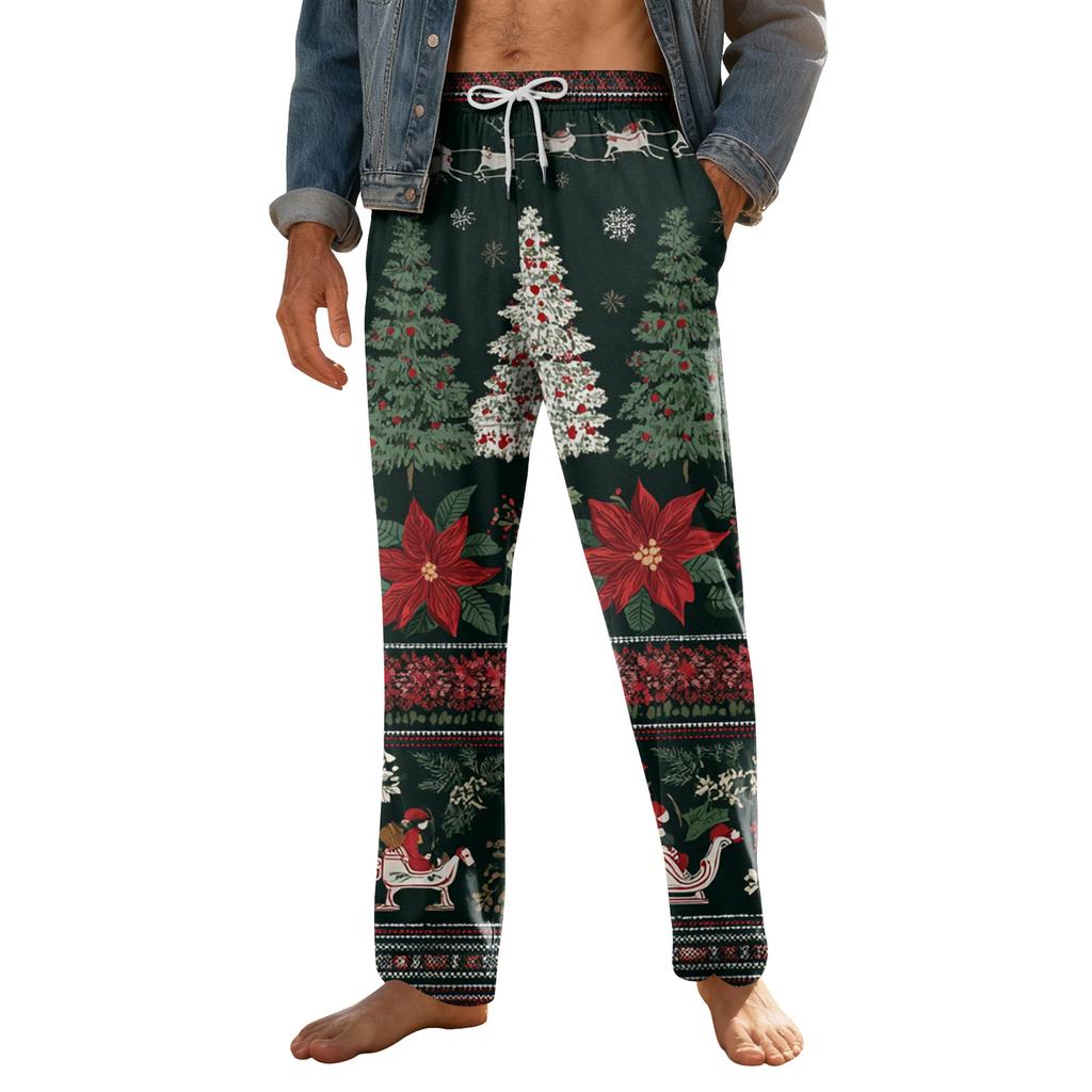 Weiche Pyjamahose für Herren mit Kordelzug und Taschen, lässige Sporthose
