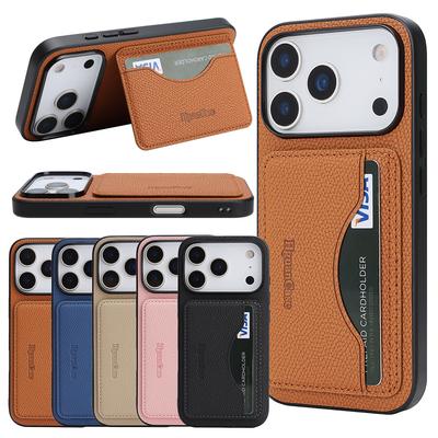 Leather Phone Case for For Iphone 17 Promax 16 Pro Max 1 Plus 14 PM 13 12 17e 16e For Iphone17 Card Slots Holder Kickstand Phone Cover
