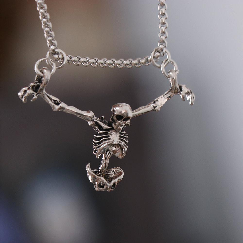 Zinc Zinc Alloy Skull Head Pendent Hip Hop Clavicle Chain Unique Men Necklace Halloween