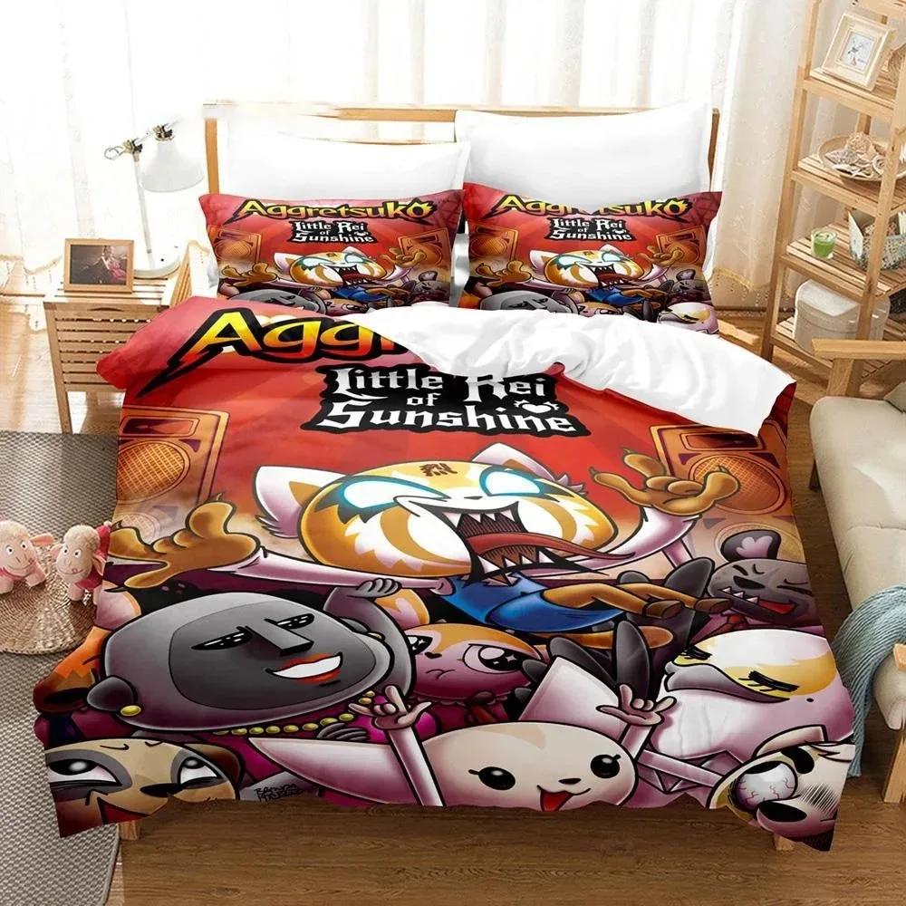 

3D Printed Aggretsuko Retsuko Bedding Set Boys Girls Twin Queen Size Duvet Cover Pillowcase Bed Boys Adult Home Textileextile EU single(135x200cm)