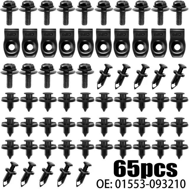 35 Car Hood Protector Bolts & 70 Metal U-Clips with Screws Set