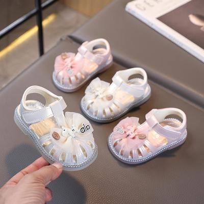 Girls' Bow Princess Closed-Toe Sandals 2026, Soft Sole Toddler Walking Shoes