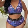 Costumi da bagno taglie forti Set da 2 pezzi Set bikini push up da donna a vita alta Stampa floreale Costumi da bagno grandi estivi