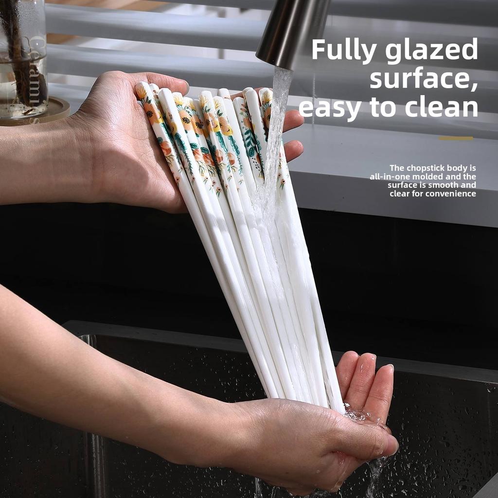 Creative Cotton Flower Ceramic Chopsticks for High End Household Use, Antibacterial, Anti Mold, Anti Slip, Moisture Resistant