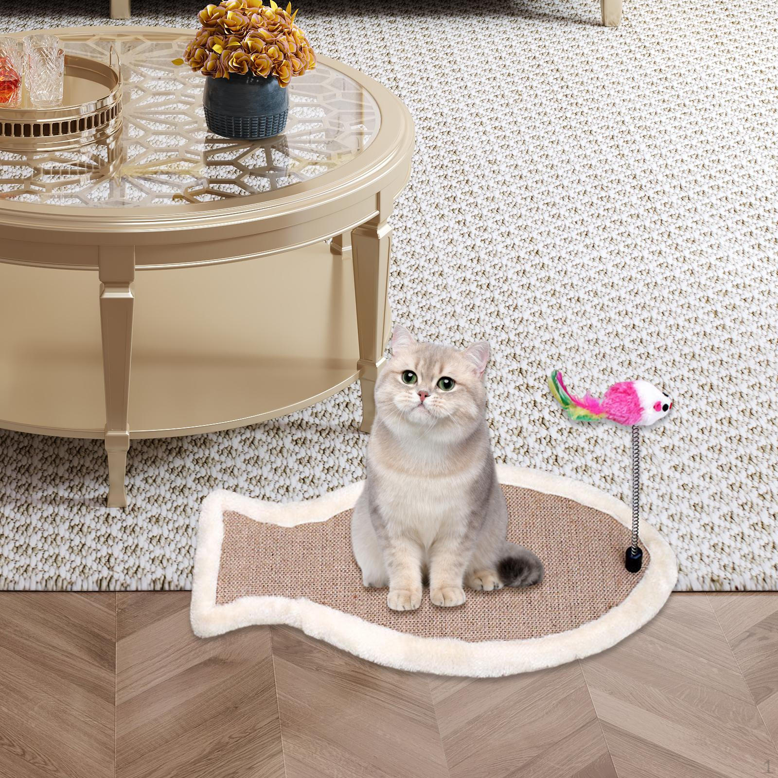 

Когтеточка для кошек, коврик для шлифования когтей с тизером, игрушечная мебель, защита для дивана, прочный пол Fish Shaped