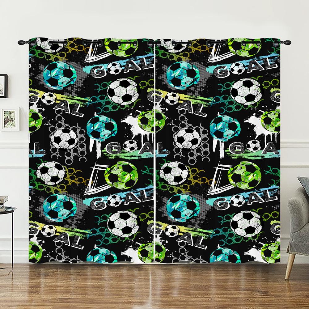 Curtains Bedroom Curtains Digital Printing Sports Blackout Curtain Cloth No Punching