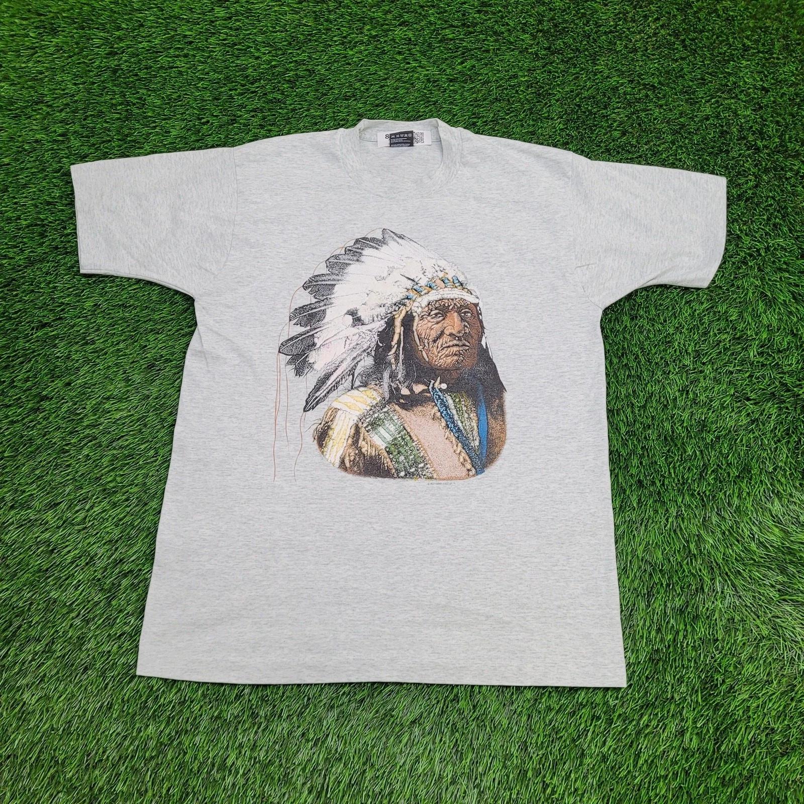 Vintage Native-American Shirt M/L 20x27 Chief Headdress USA 2XL