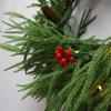 Yousheng Pre-lit Artificial Christmas Garland with LED Lights Real Touch Winter Greenery Pine Garland with Red Berries for Table Mantle Fireplace