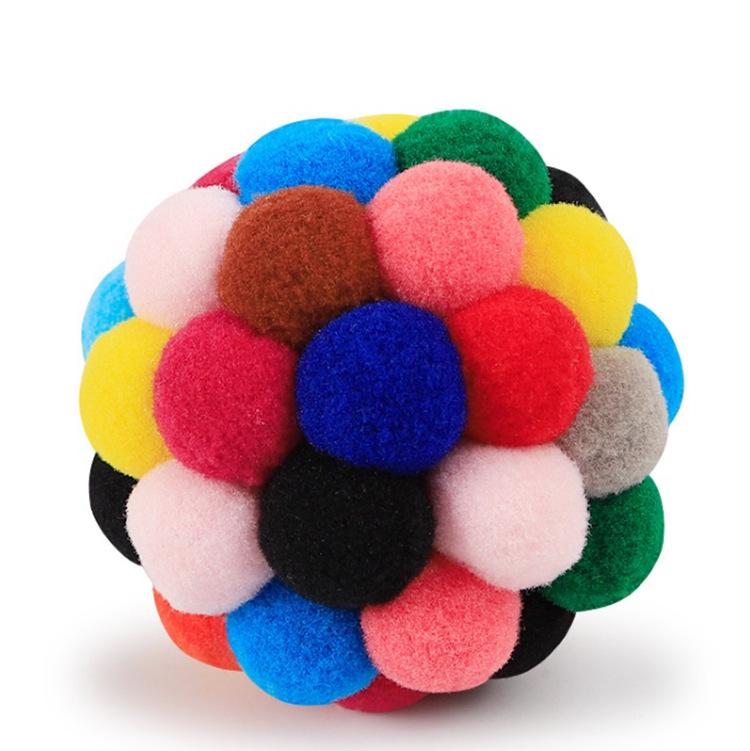 Colorful 4.5CM Squeaky Plush Ball Cat & Puppy Interactive Toy