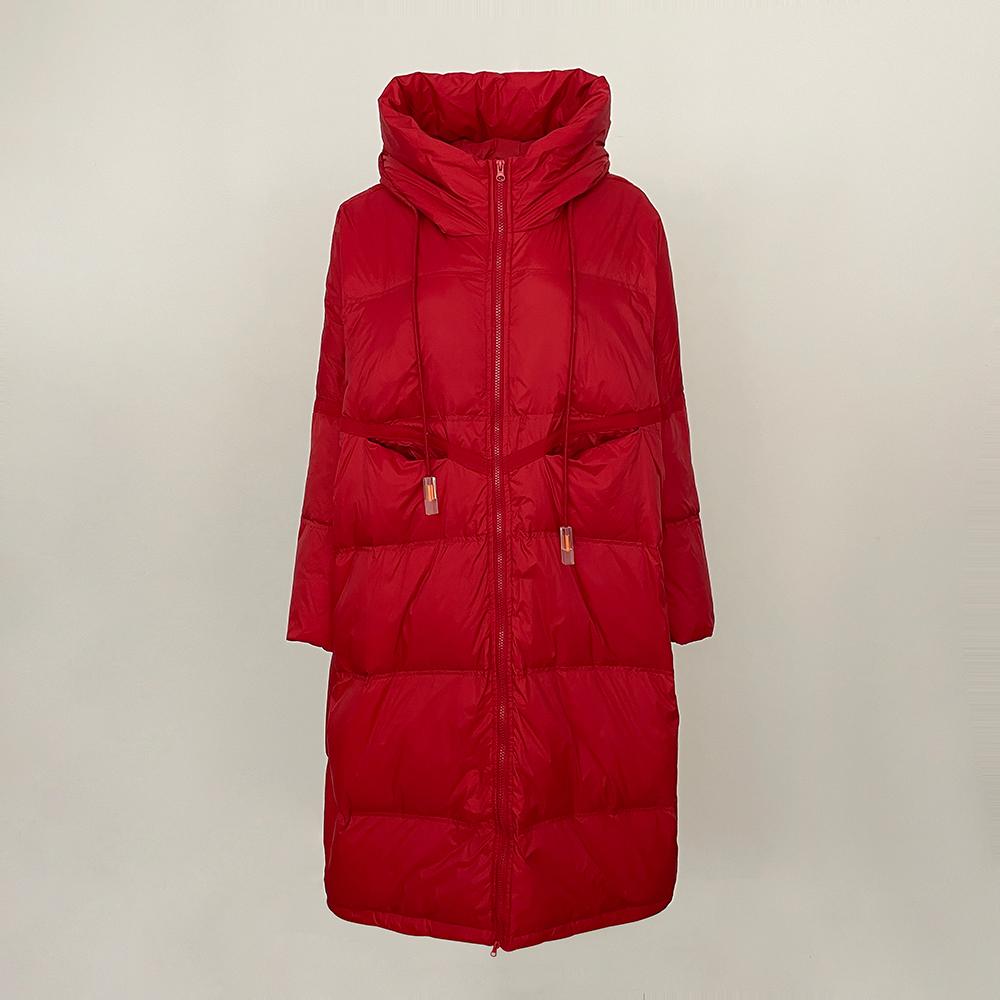 OFTBUY 2024 Winter Weiße Entendaunenmäntel Klassische Dicke X-Lange Warme Jacke Elegante Große Lose Daunenjacke Mit Kapuze