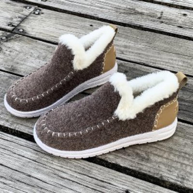 New winter women's cotton shoes large size plush thickened burr warm flat cotton shoes