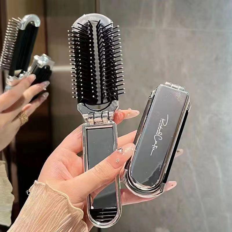 Peine de Bolsillo Plegable Mini con Espejo Portátil Cepillo Peine Masajeador Para Salón Viaje al Aire Libre Herramientas de Maquillaje Estilismo