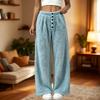 Women's Flannel Pants Loose Wide Leg Casual Comfortable for Home and Everyday