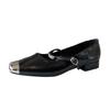 G3760-61 French 2025 spring and autumn new metal square head high heels temperament light mouth thick heel Mary Jane shoes women