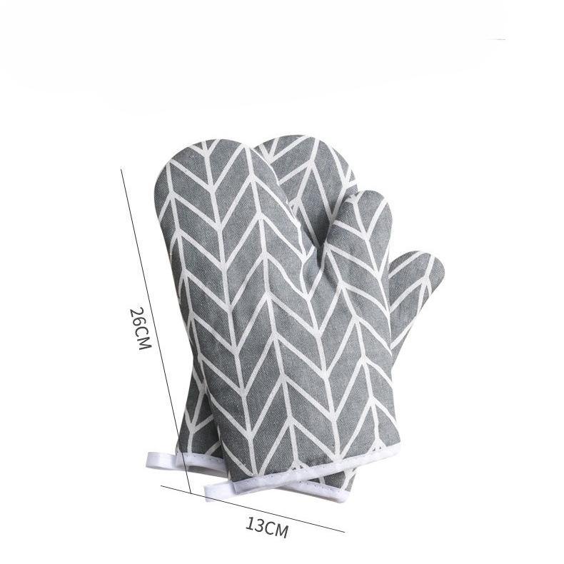1pcs Grid Cotton And Linen Kitchen Insulated Gloves, Thick And Heat-Resistant, Microwave Oven Baking Heat-Resistant Gloves