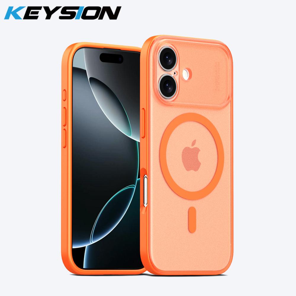 

KEYSION Magnetic Matte Transparent Case for MagSafe for iPhone 17 17 Air Silicone+PC Shockproof Wireless Charging Phone Cover for iPhone 17 Air оранжевый