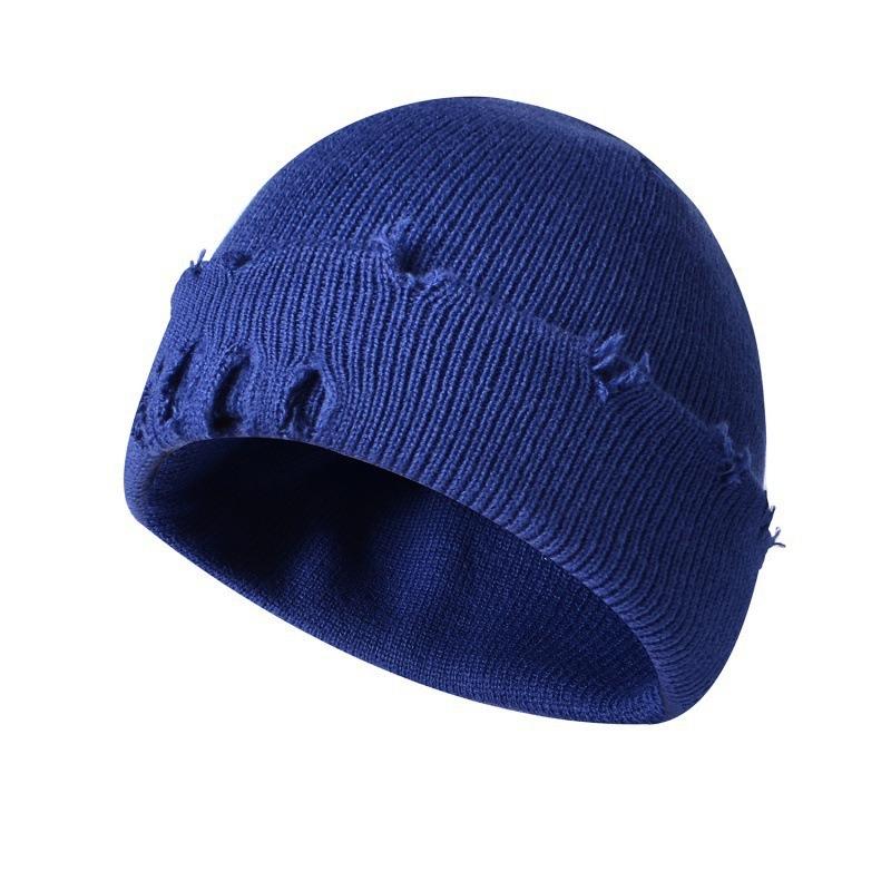Winter new old broken knitted hat men's and women's dome neutral versatile beggar hat to keep warm wool