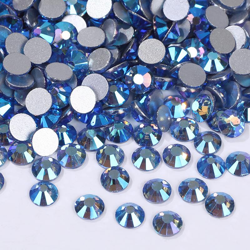 Color Ab Crystal Glass Flat Bottom Drill Round Nail Drill Diy Colorful Nail Jewelry