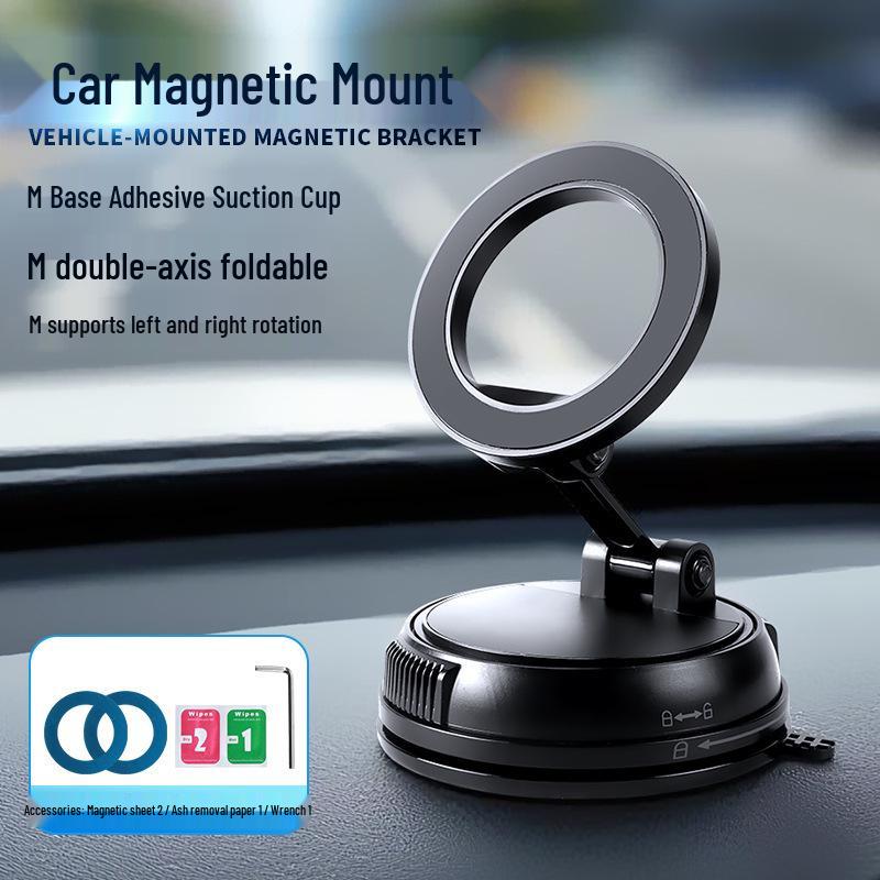 Car Phone Holder: Alloy & Plastic with Strong Magnetic and Vacuum Suction for In-Car Navigation
