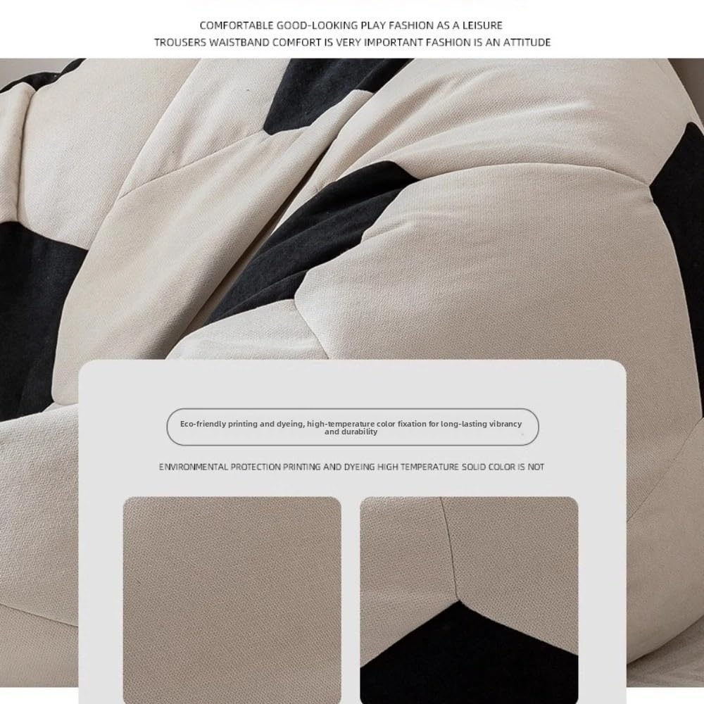 Football shape chenille comfortable lazy sofa cover need EPP filling multi use cushion black and white 80cm